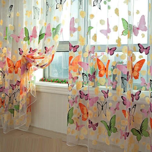 Oligex(TM) 1PC New Butterfly Print Sheer window panel curtain voile blackout cortinas salon divider summer curtains for living room