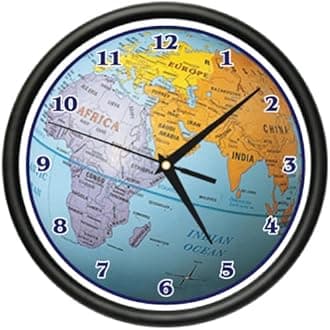 SignMission Globe Wall Clock World map Atlas Geography Teacher Gift
