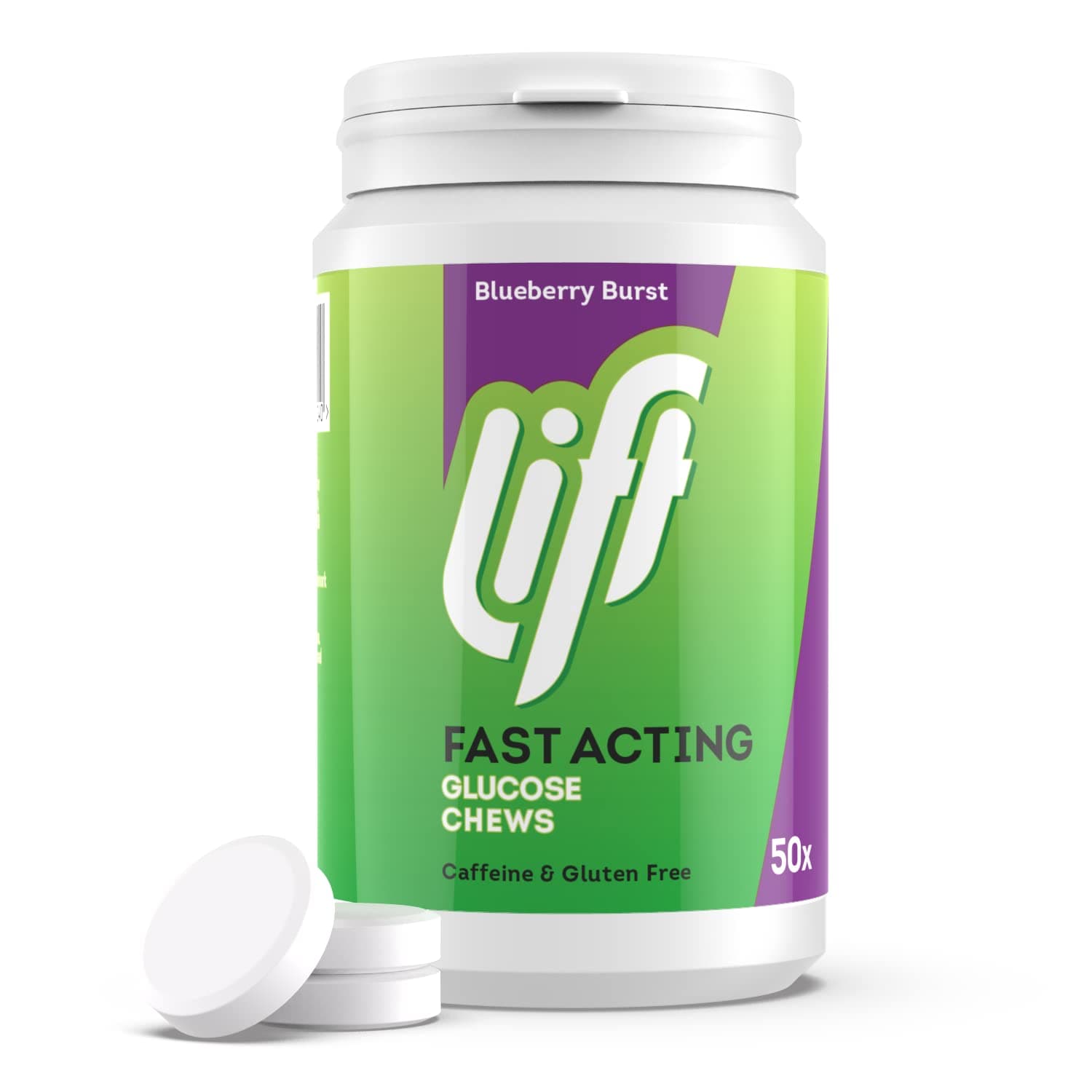 Fast-Acting Glucose Chewable Energy Tablets, Blueberry, 6 Pack of 50-Tablet Tubs