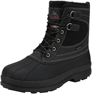 Men's Waterproof Winter Snow Boots,Size 10.5W,Black,AVENUE-W