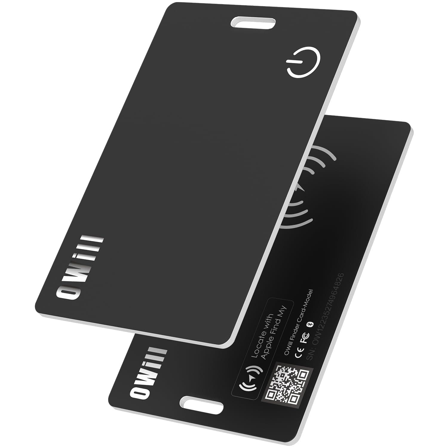 OWill 2 mm Slim Wallet Tracker Card, IP68 Wireless Rechargeable Air Smart Tag Compatible with Apple Find My APP, Apple Bluetooth Tracker Devices for Luggage, Suitcase, etc. (iOS Only)