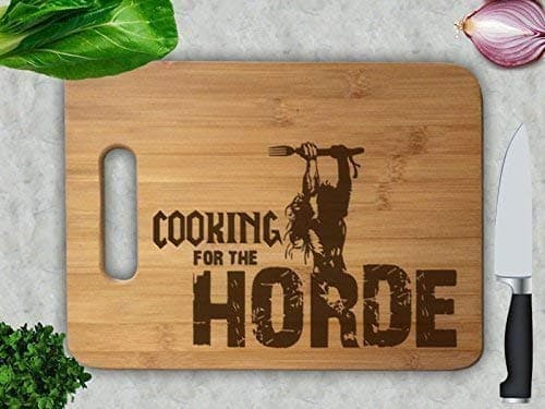 Cooking For the Horde Anniversary Wedding Gift Personalized Cutting Board Engagement Bamboo Cutting Board Chopping Block Gamer Gifts