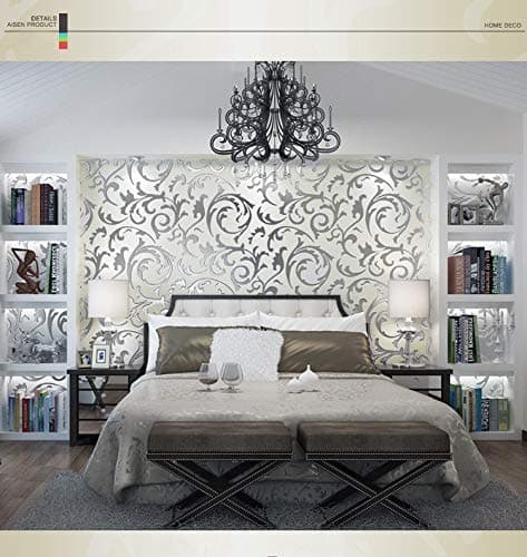 10M Luxury Wallpaper 32.8ft×20.9" Self-Adhesive Removable Peel and Stick Wallpaper Decorative Wall Covering 3D Damask Embossed Panel Interior Film Leave No Trace Surfaces Easy to Clean [USA in Stock]