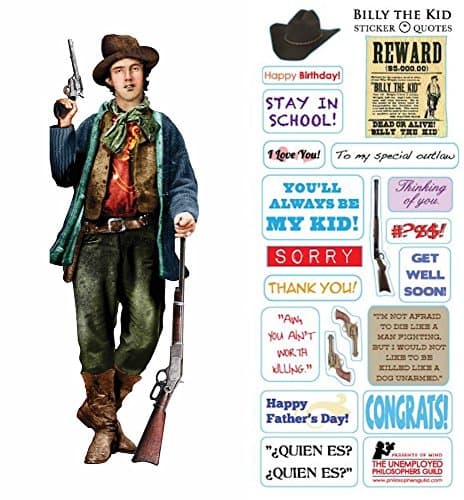 Billy the Kid Quotable Notable - Die Cut Silhouette Greeting Card and Sticker Sheet with Quotes and More - Envelope Included
