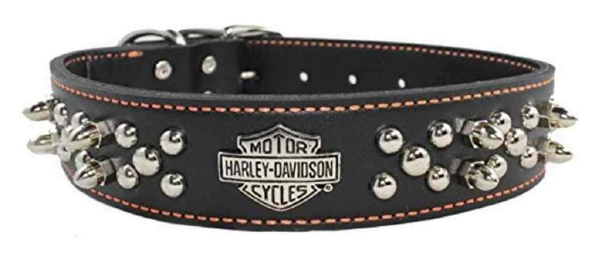 Harley-Davidson Leather Spiked Dog Collar 1.5" x 22"