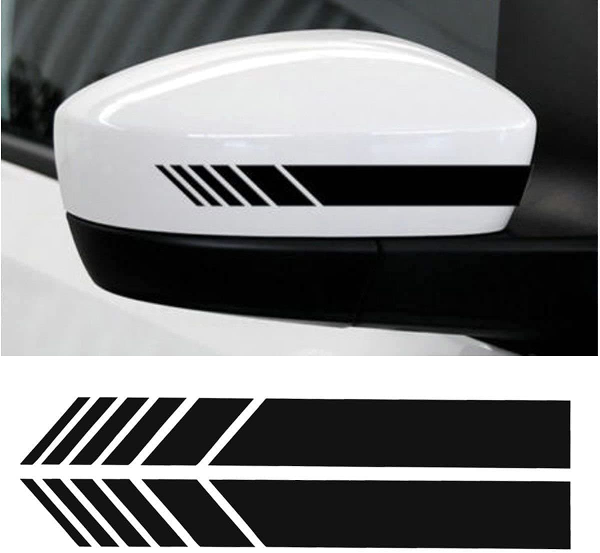 ISEE 360 2pcs/Set Car Rear View Mirror Stickers Décor Vinyl Sticker Decals Car Styling for Die Cut Water Resistance PVC Sticker (Black), Self Adhesive