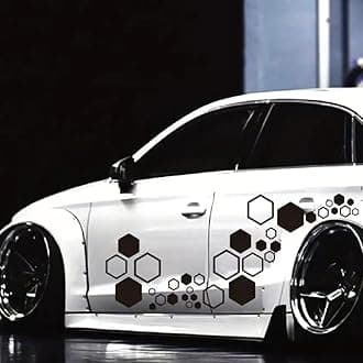 52 Grids Honeycomb Graphics Car Vinyl Decal Car Side Body Sticker Hexagon Geometric Pattern Vinyl Sticker Decoration Exterior Accessories for SUV Sedan Pickup Vehicle