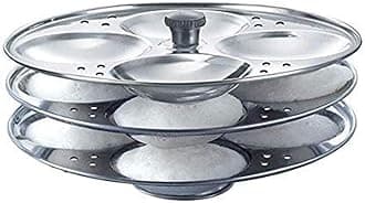 AADHIK Stainless Steel Non-Stick Idli Plates Idli Maker| Idli Stand with Holes for Pressure Cooker, 3 Plate