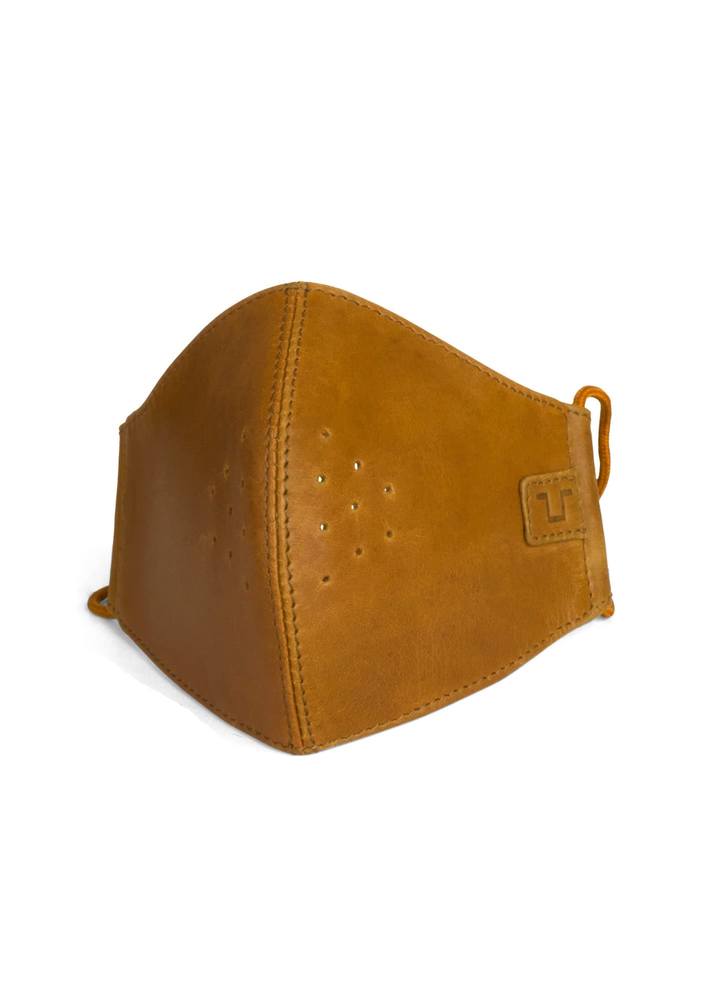 Trip Machine Company Genuine Leather Motorcycle Rider's Face Mask with Drawstring Design | Reusable Organic Cotton Filter | Behind-Head Design for Helmet Comfort (6 Filters Included) Vintage Tan