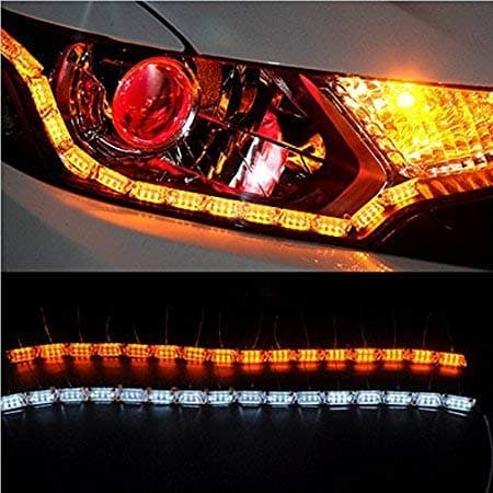 ZESI Stylish Audi Style Crystal DRL Light with Moving Indicators for Head Lamps - Universal for All Cars (Daytime Running LED Light and Indicator)