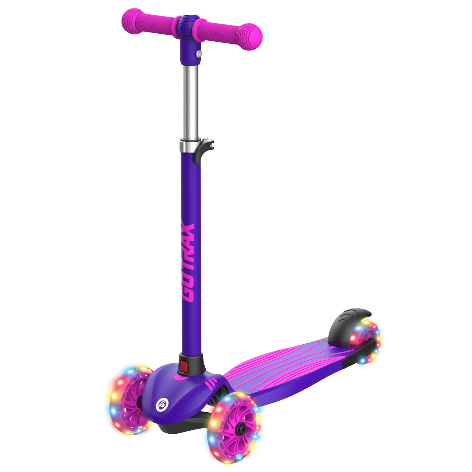 Gotrax KS1/KS3 Kids Kick Scooter, LED Lighted Wheels and 3Adjustable Height Handlebars, Lean-to-Steer & Widen Anti-Slip Deck, 3 Wheel Scooter for Boys & Girls Ages 2-8 and up to 100 Lbs