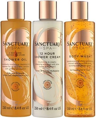 (3 PACK) Sanctuary Spa Long Lasting Moisture 2 Day Moisture Shower Oil x 250ml, Sanctuary Spa 12 Hour Moisturising Shower Cream x 250ml & Sanctuary Spa Body Wash x 250ml