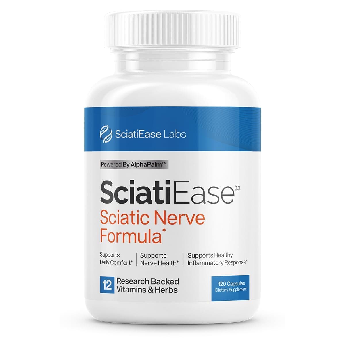 - SciatiEase Sciatic Nerve Health Support Supplement - Nerve Support Formula with AlphaPalm, Pea, Vitamin B Complex, Alpha Lipoic Acid 300mg - 120 Capsules