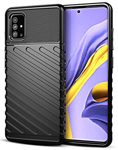Huness Galaxy A51 Case Shock Absorbent Anti Scratch & Resistant Anti Slip Extreme Rugged TPU Slim Protective Case for Samsung Galaxy A51 Phone (Black)
