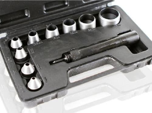 10pc Hollow Punch Set Leather Rubber Copper Gasket Tool Kit w Case NEW