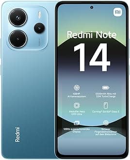 Xiaomi Redmi Note 14 smartphone, 6+128GB, blue, 108MP AI camera system, 5500mAh battery, 120Hz eye-care display, AI features (no charger included), 2 year Warranty