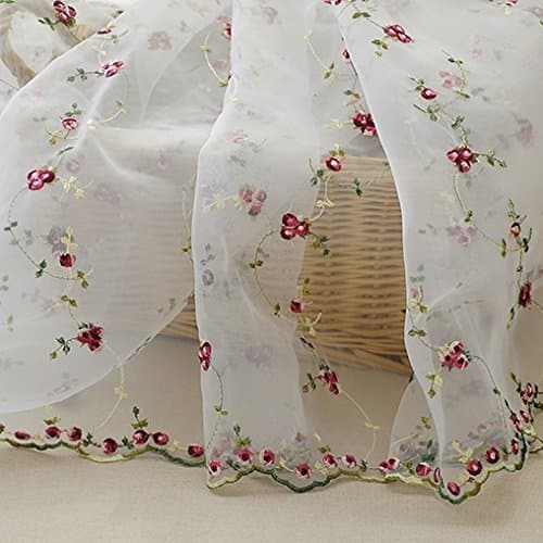 Iris Tech Premium Rose Embroidered Organza Lace Fabric - by The Yard