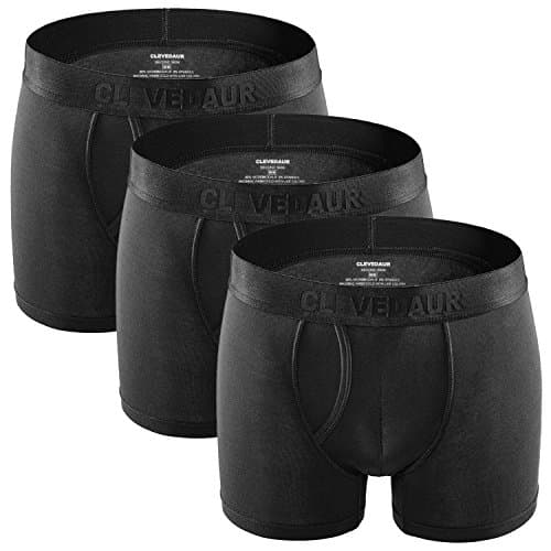 Men's Underwear 3 Pack Antimicrobial Wicking 4" Micro Modal Boys Underwear for Mens Trunks with Stretchable Open Fly Black S