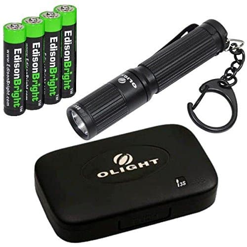 EdisonBright Olight I3S 80 Lumen Cree LED Flashlight (Black Body) with 4 X AAA Batteries Bundle