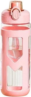 Panchhi Store Bottle for Kids 700ml Push Button Light Weight Leakproof Transparent Water Bottles with Cary Handle Plastic Water Bottle for Home Office School Picnic Pink