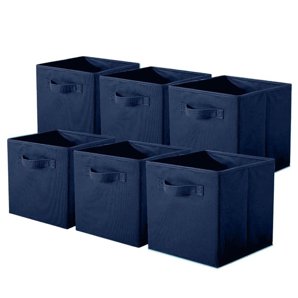ShellKingdom Storage Bins, Foldable Fabric Storage Cubes and Cloth Organizer Drawer for Closet and Toys, 6 Pack (Dark Blue)