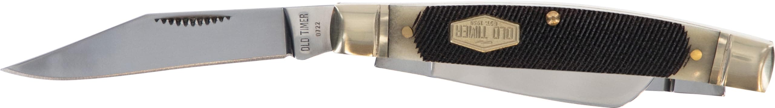 34OTB Genuine Bone Middleman 5.6in S.S. Traditional Folding Pocket Knife with 2.4in Clip Point and Bone Handle for Hunting, Camping, EDC, and Outdoors