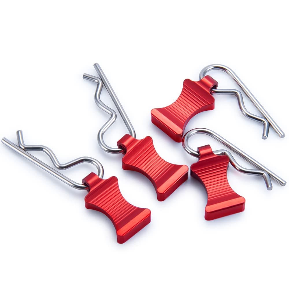 RCLions RC Car Body Clips Pins with Pull Taps for 1/6th Axial SCX6 RC Crawler Car Upgrades Parts (Red)