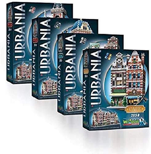 Sinoeem Wrebbit 3D Puzzle, Urbania Collection Bundle of 4 Includes-Cinema, FIRE Station,CAFÉ and Hotel 3D Jigsaw Puzzle. (Total 1165 Pieces)