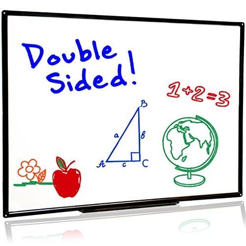 Large Two Sided Dry Erase Whiteboard | Sleek, Stylish Design w/Sturdy Black Frame | Easy Erase | 32" x 44" | Board Geeks