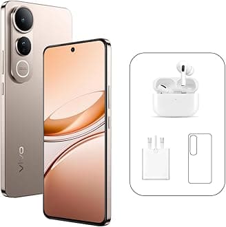 vivo V50 Lite 5G (Titanium Gold, 12GB RAM, 256GB) | 120Hz AMOLED Display | 32MP Selfie Camera | 6500mAH | IP64 | V-Premier Earbuds Pro, 24M Warranty, 400Days Screen Replacement – Middle East Version