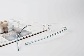 Eyekepper Small Lenes Rimless Reading Glasses Women Frameless Reader Eyeglasses for Men with Blue Arms +1.75