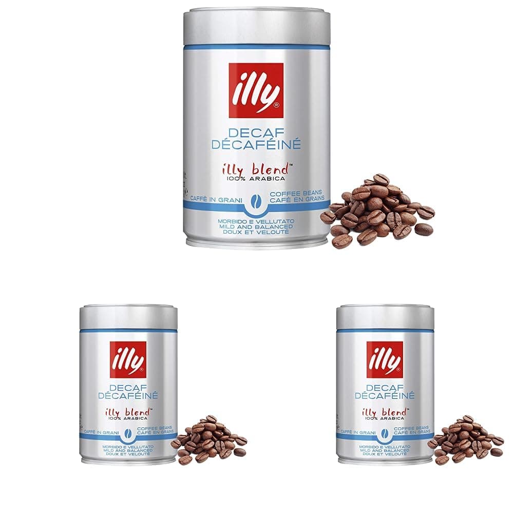 illy Coffee, Decaffeinated Coffee Beans, Medium Roast, 100% Arabica Coffee Beans, 250g (Pack of 3)