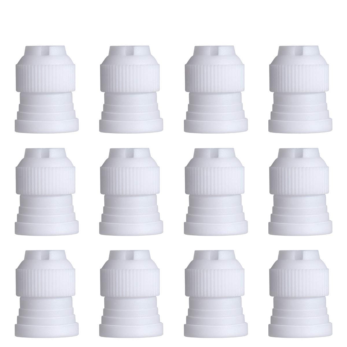 Hotgod 12Pcs White Plastic Standard Couplers Adaptor Cake Decorating Coupler Pipe Tip Coupler for Icing Nozzles