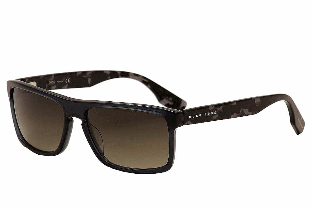 Hugo Boss 0450/P/S Men's Polarized Rectangular Full Rim Designer Sunglasses - Dark Gray/Gray / Size 58/17-140