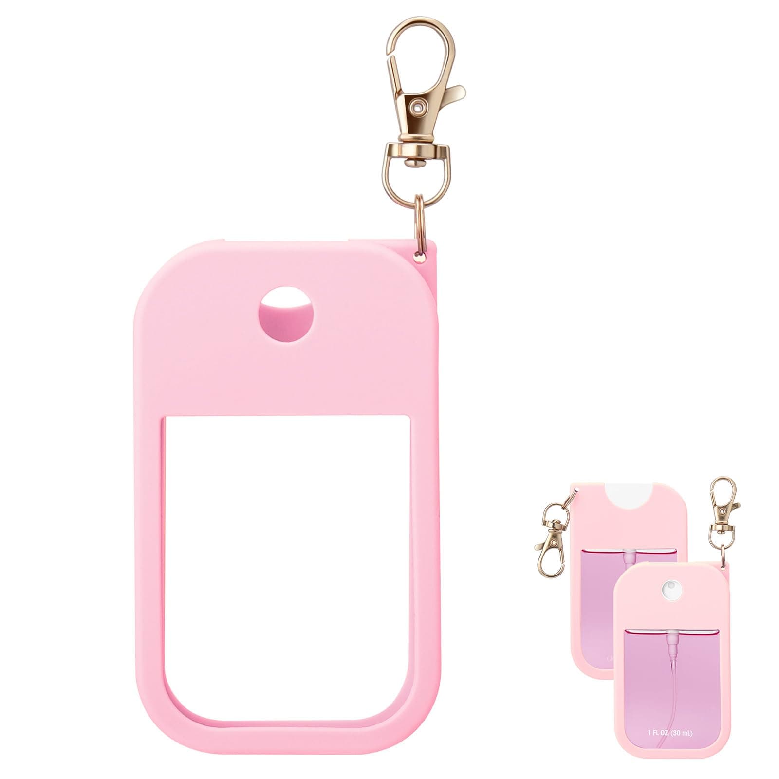 Palksky Hand Sanitizer Spray Case for Touchland,Protective Case with Keychain for Power Mist and Glow Mist 1 fl oz(Pink), Travel Size