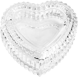 Gaolinci Crystal Glass Heart-Shaped Storage Box Embossed Jewelry Box Candy Box with Lid - Short(Clear)