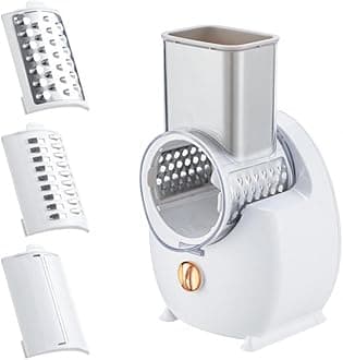 Fawoonu Electric Cheese Grater Shredder Type-C Charging One-Touch Control Cordless Rotary Automatic Electric Slicer Shredder with 3 Attachments for Vegetables Cheeses Carrots