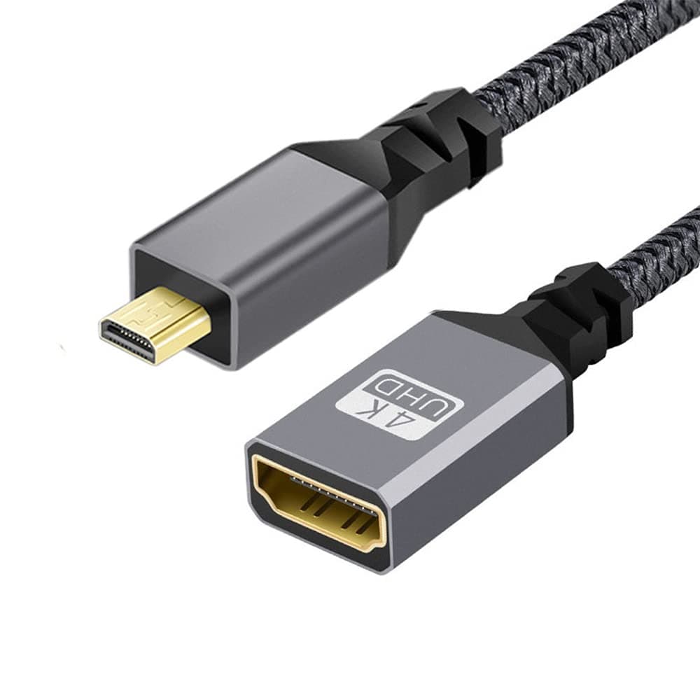 NFHK 4K Type-D Micro HDMI 1.4 Male to HDMI Female Extension Cable for DV MP4 Camera DC Laptop