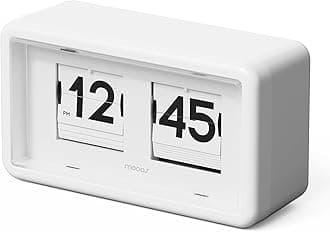 Newtro Flip Desk Clock, Retro Design Auto Flip Clock, Automatic Turning Vintage Flip, Battery Powered, AM/PM, Home Décor Ideal for Home Office School Hotel Café (White)
