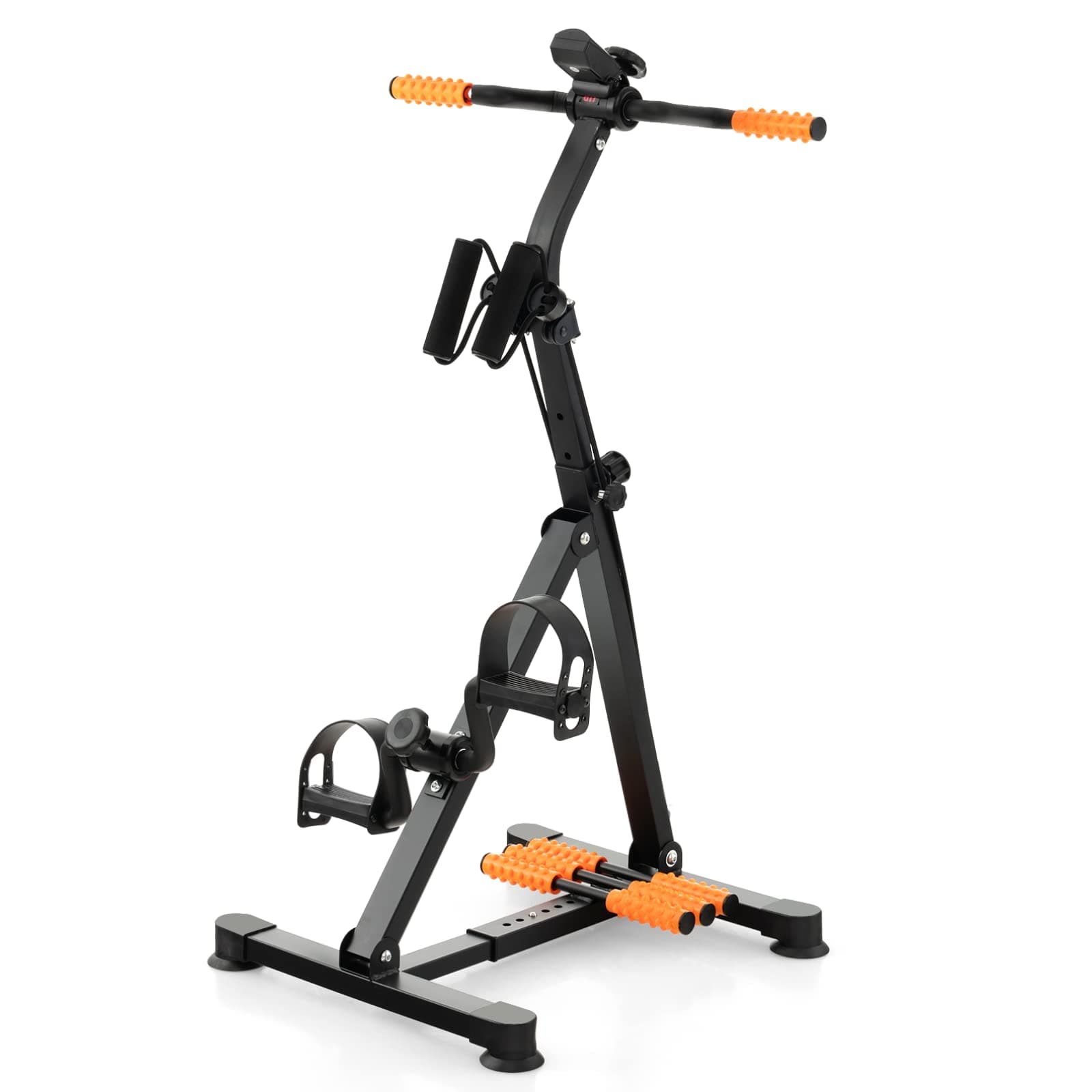 Adjustable Pedal Exerciser, Indoor Hand Arm Leg Peddler Bicycle with Non-slip Feet Pad and LCD Monitor, Home Exercise Bike Cycling Fitness Equipment