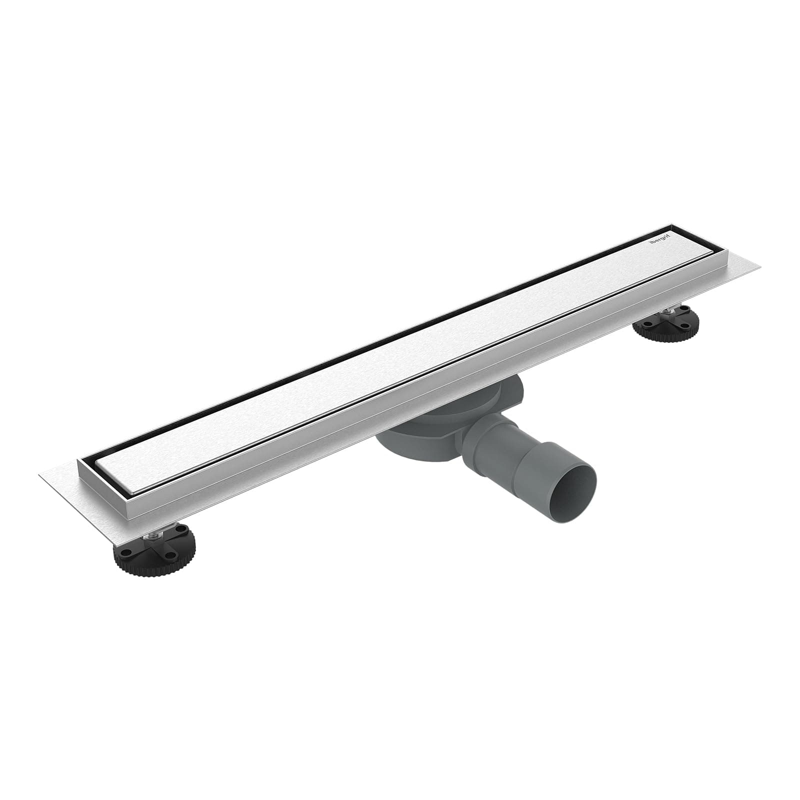 Ibergrif M42001-50 Linear Shower Drain 500mm, 2 in1 Double-sided Tile Insert Stainless Steel Invisible Bathroom Floor Drain Set with Odor Stop and Hair Strainer, 360 ° Rotate