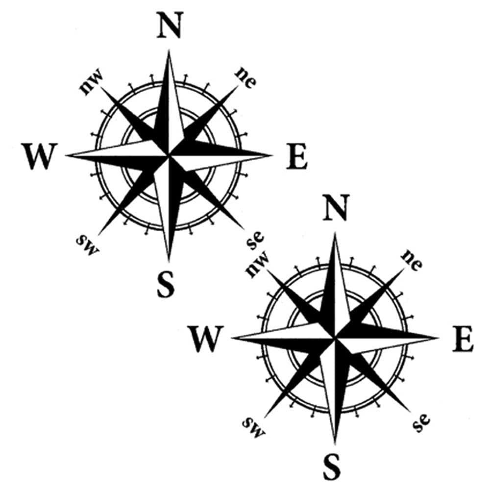 2 Pcs Compass Car Stickers Waterproof Vinyl Decals for All Motorhome Truck Van Car Bumper Decal 15cm*15cm Matt Black