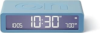 Flip Classic Digital Alarm Clock with Reversible On/Off Faces, Rechargeable bedside clock with LCD display, Touch Sensor for Snooze & Light function - Light Blue