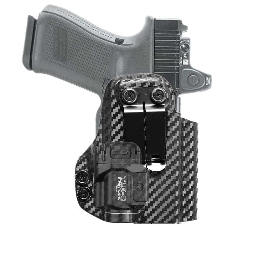 kydex IWB Holster for Glock 19 25 32 23 45 Mos Gen 3 4 5 with Streamlight Tactical Flashlight TLR-8 TLR-8G TLR-8A 500 Lumen Mounted Optics RMR Cut