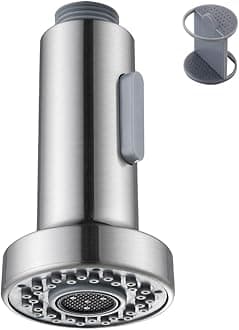 Kitchen Sink Sprayer Replacement, Male Thread Type G 1/2 or 13/16 Inch, NSF/ANSI/CAN 61 & 372 Testing, Faucet Head Attachment, Stream and Spray Mode, Brushed Nickel