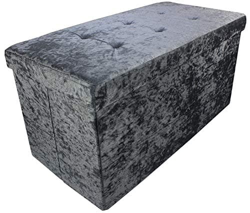 Storage Ottoman bench- collapsible/foldable bench chest with cover,Crushed velvet storage ottoman style perfect for toys and shoe storage,poufee ottoman seat and foot rest (Gray 30"x15"x15")