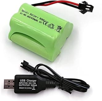Ni-MH 6V Battery Pack, 2400mAh Rechargeable AA Battery with SM 2P Plug and USB Charger Cable for Amphibious RC Car, Outdoor Solar Light, Electric Tools, Q60 Q61 1/16 Military RC Truck SL01