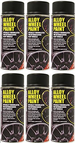 6 x E-tech Motorsport Black Alloy Wheel Spray Paint 400ml Cans - Chip Resistant