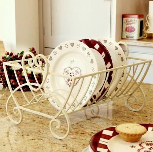 Shabby Chic Plates Drainer Kitchen Dish Rack Holder Vintage Style Metal