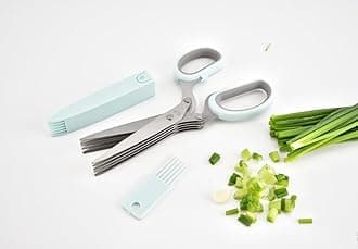 Herb Scissors, Kitchen Shears with 5 Blades and Cover, Multipurpose Cutting Herb Stripper, Kitchen Shears Dishwasher Safe, Kitchen Scissors for Cutting Herbs and Papers, Blue